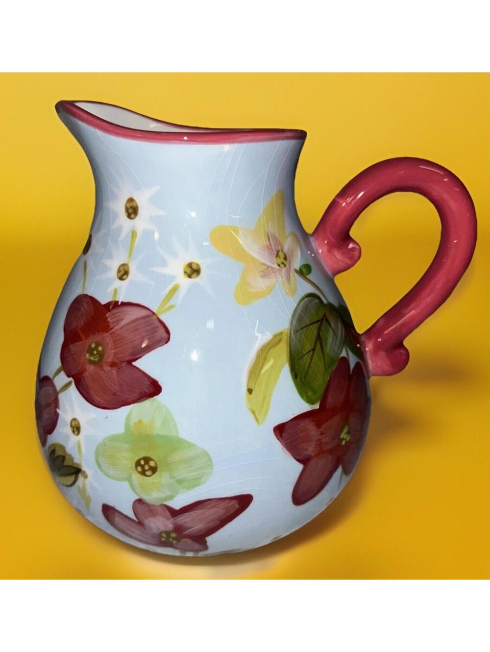 Collectible HARRY & DAVID Floral Ceramic Pitcher Decor Beautiful EUC